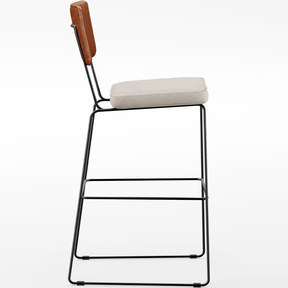 Kit 02 Banquetas Altas Camel Linho Cru - 4