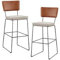 Kit 02 Banquetas Altas Camel Linho Cru - 1