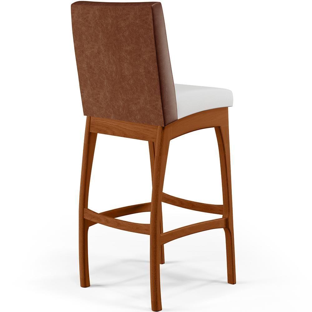 Banqueta Alta Para Cozinha B04 Marrom Branco - 2