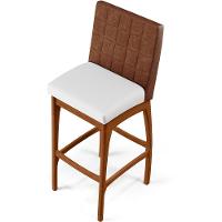 Banqueta Alta Para Cozinha B04 Marrom Branco - 3