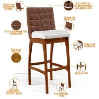 Banqueta Alta Para Cozinha B04 Marrom Branco - 6