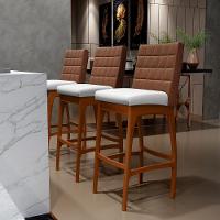 Banqueta Alta Para Cozinha B04 Marrom Branco - 8