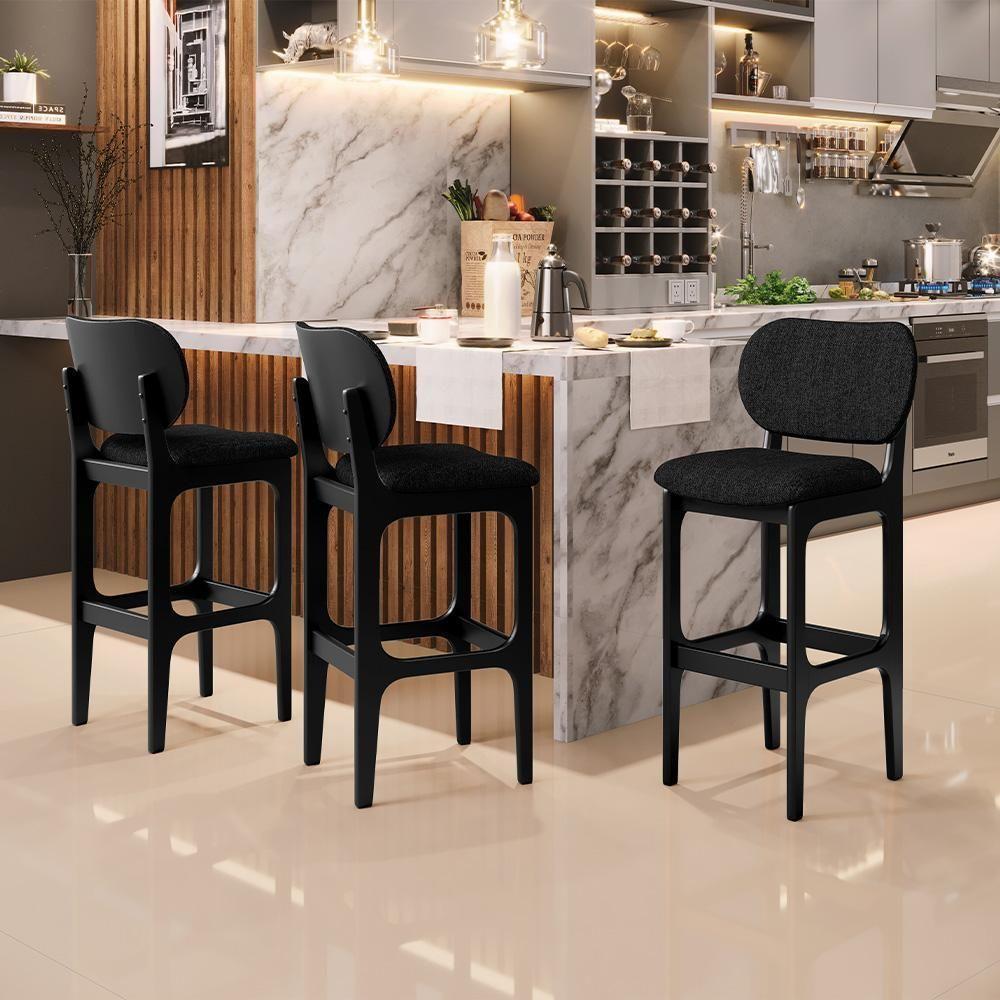 Kit 2 Banquetas Alta Betta Preto Linho Chumbo - 8