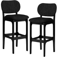 Kit 2 Banquetas Alta Betta Preto Linho Chumbo - 1