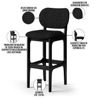 Kit 2 Banquetas Alta Betta Preto Linho Chumbo - 6