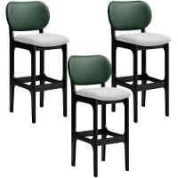 Kit 3 Banquetas Alta Betta Preto Facto Verde Linho Cinza - 1