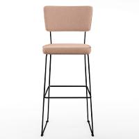 Kit 2 Banquetas Alta Base Em Aço Fixa Linho Rosê - 5