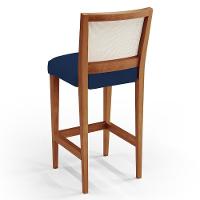 Kit 02 Banquetas Alta Branco Suede Azul Marinho - 2