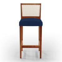 Kit 02 Banquetas Alta Branco Suede Azul Marinho - 7