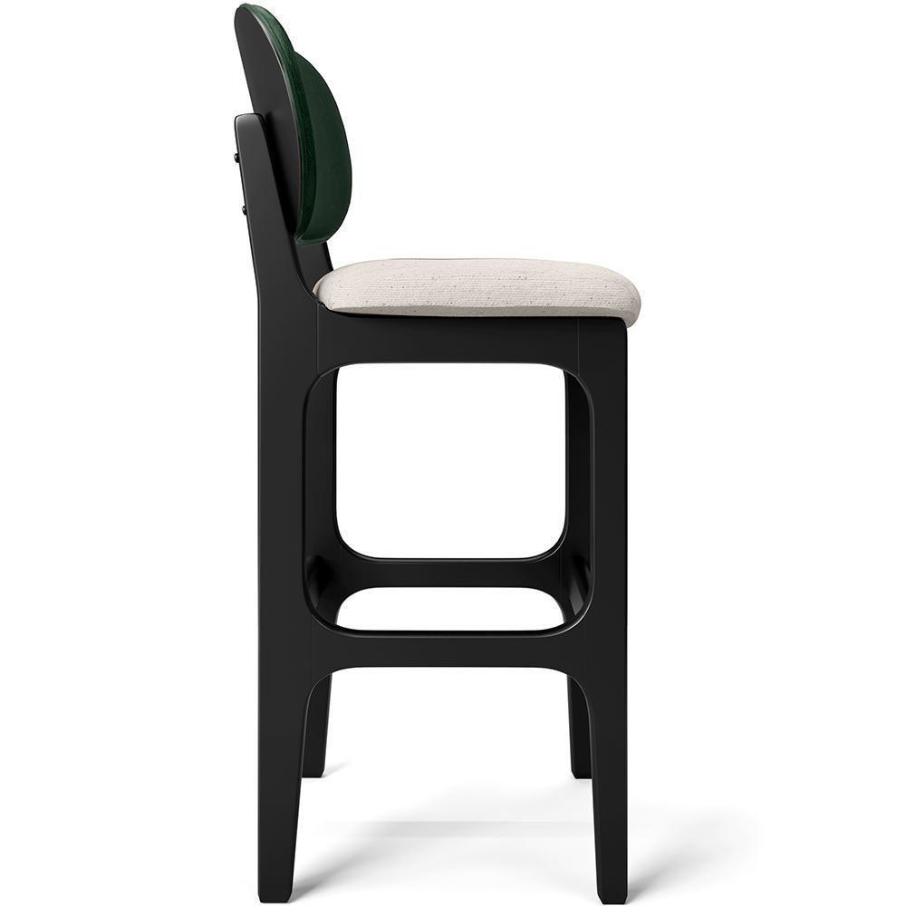 Kit 4 Banquetas Alta Betta Preto Facto Verde Linho Cru - 3