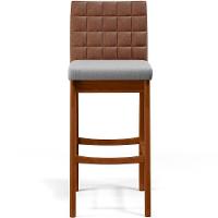 Kit 02 Banquetas Altas Mila Marrom Linho Cinza - 5