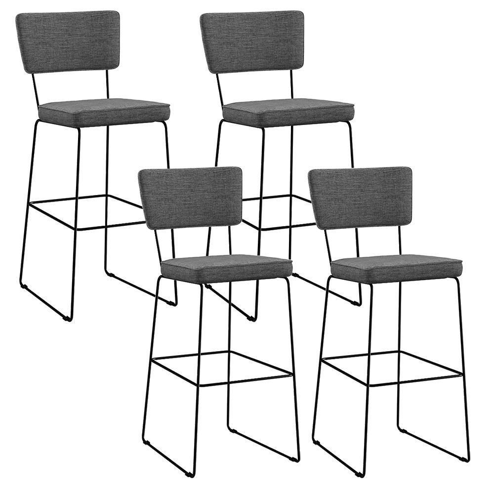 Kit 04 Banquetas Alta Linho Cinza Escuro - 1