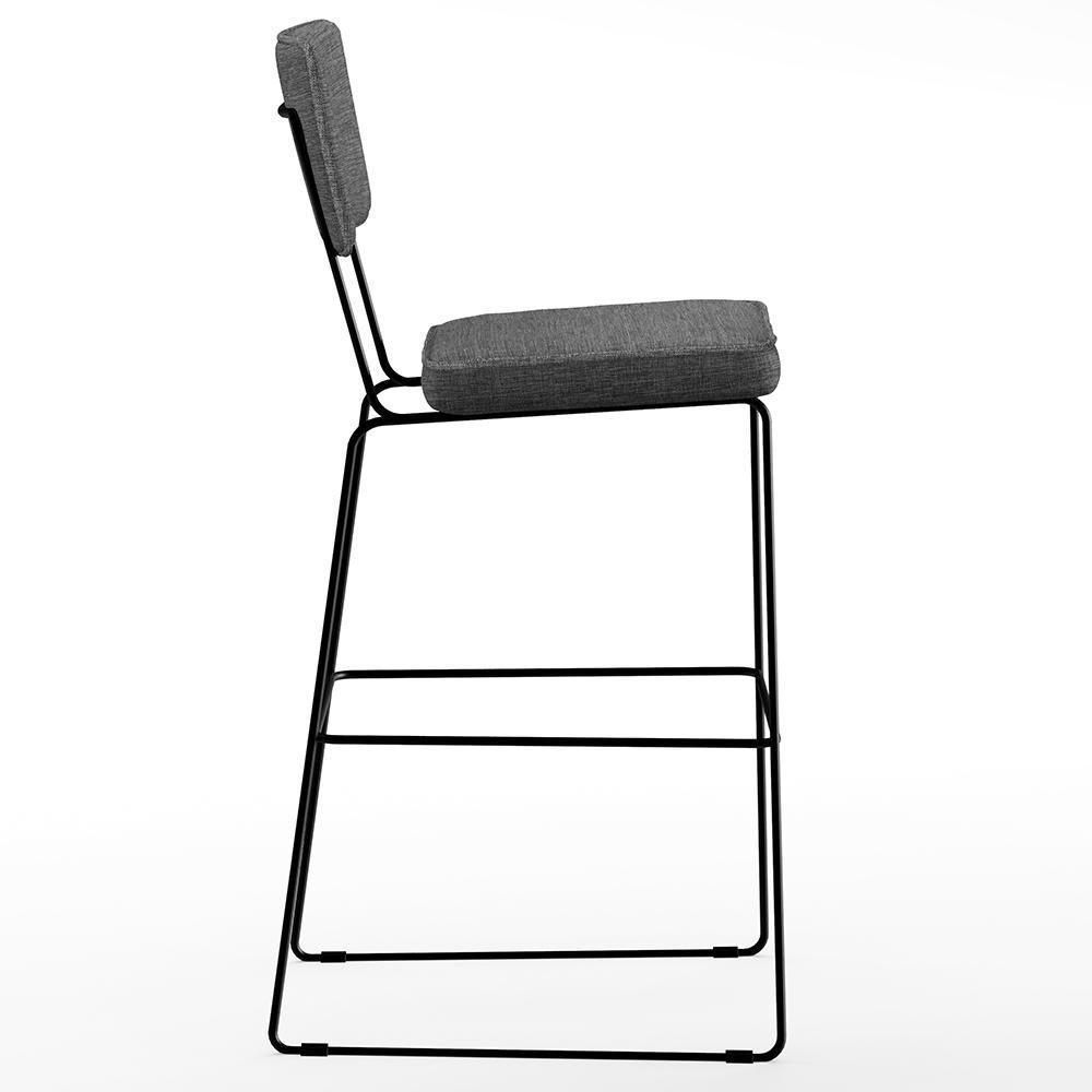 Kit 04 Banquetas Alta Linho Cinza Escuro - 4