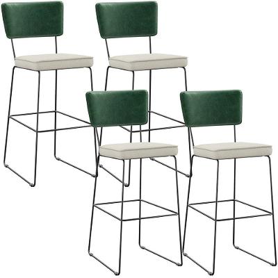 Kit 04 Banquetas Altas Facto Verde Musgo Linho Champagne