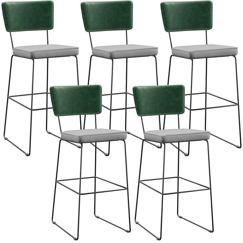 Kit 05 Banquetas Altas Facto Verde Musgo Linho Cinza - 1