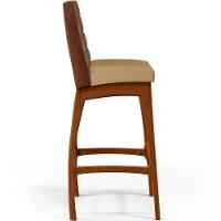 Kit 05 Banquetas Altas Mila Marrom Linho Bege Escuro