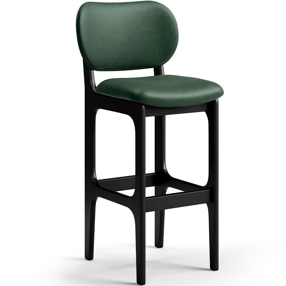 Kit 3 Banquetas Alta Betta Preto Facto Verde Musgo - 7