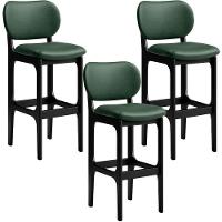 Kit 3 Banquetas Alta Betta Preto Facto Verde Musgo - 1