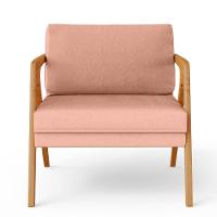 Kit 04 Poltronas Estrutura De Madeira L02 Linho Rosê - 7