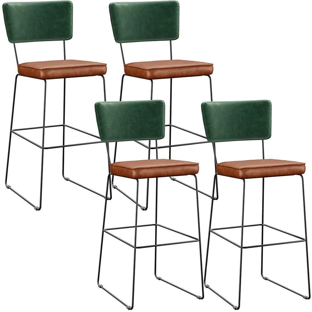 Kit 04 Banquetas Altas Facto Verde Musgo Camel - 1