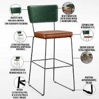 Kit 04 Banquetas Altas Facto Verde Musgo Camel - 7