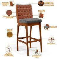 Kit 03 Banquetas Altas B04 Camel Cinza Escuro - 7