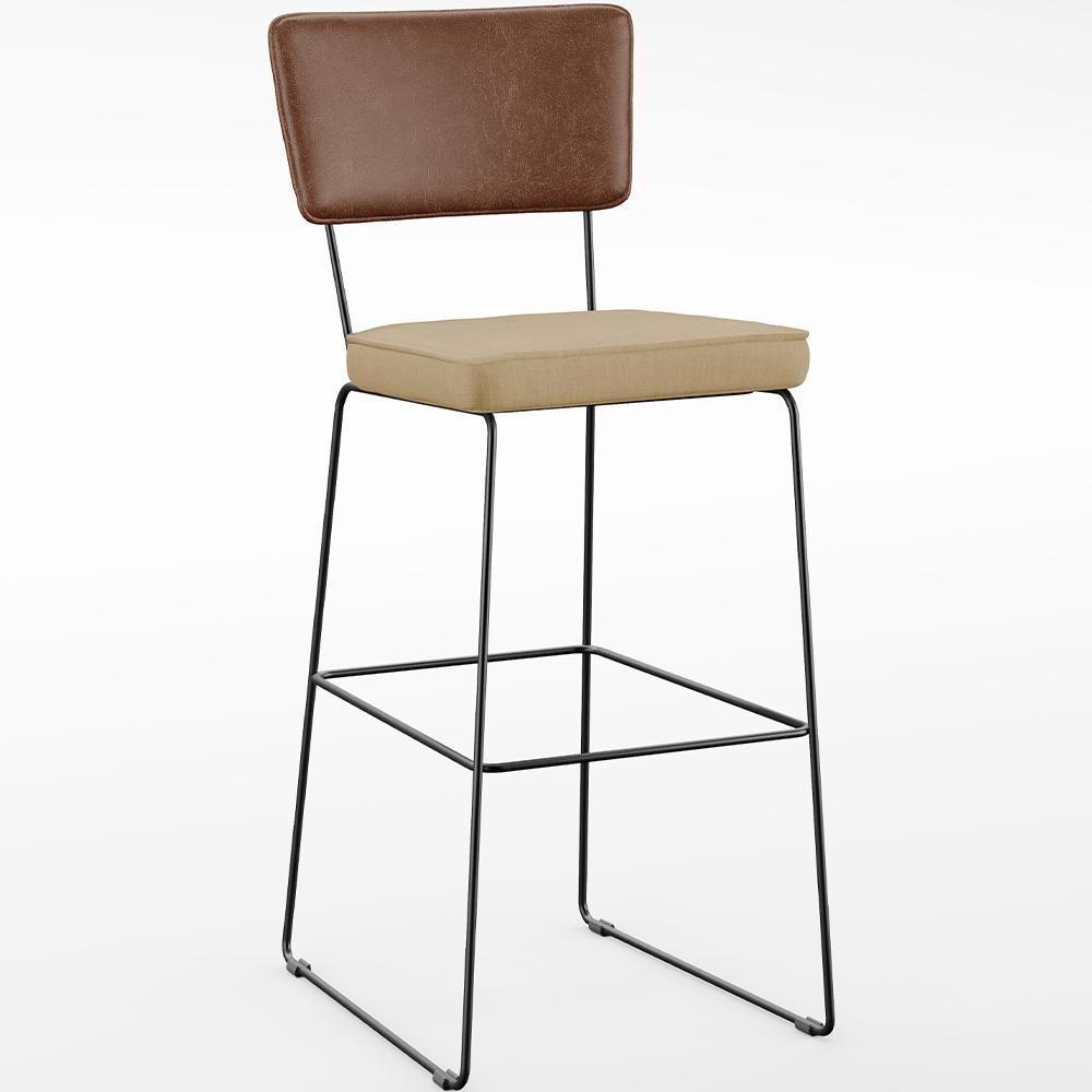 Kit 02 Banqueta Alta Cozinha Allana L02 Marrom Bege Escuro - 10