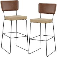 Kit 02 Banqueta Alta Cozinha Allana L02 Marrom Bege Escuro - 1