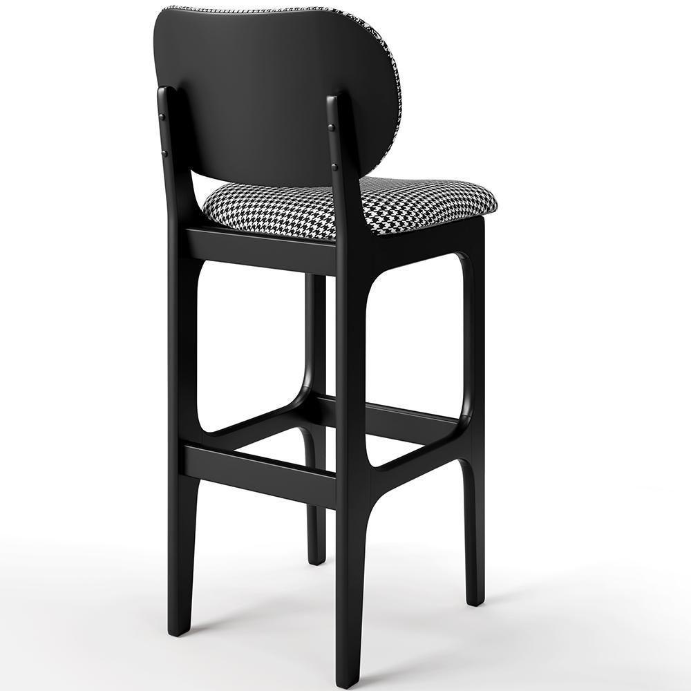 Banqueta Alta Bar Cozinha Betta L02 Preto Suede Pied Poule - 2