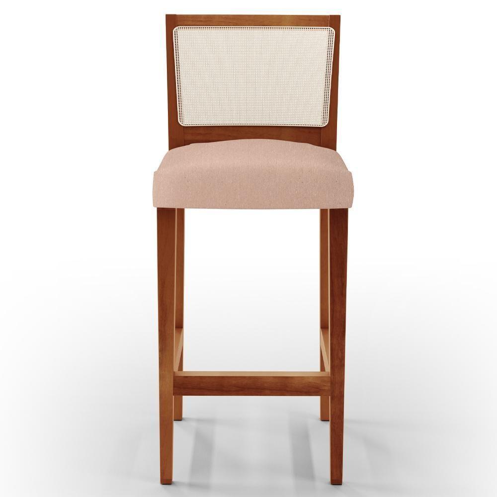 Kit 02 Banquetas Alta Branco Linho Rosê - 7