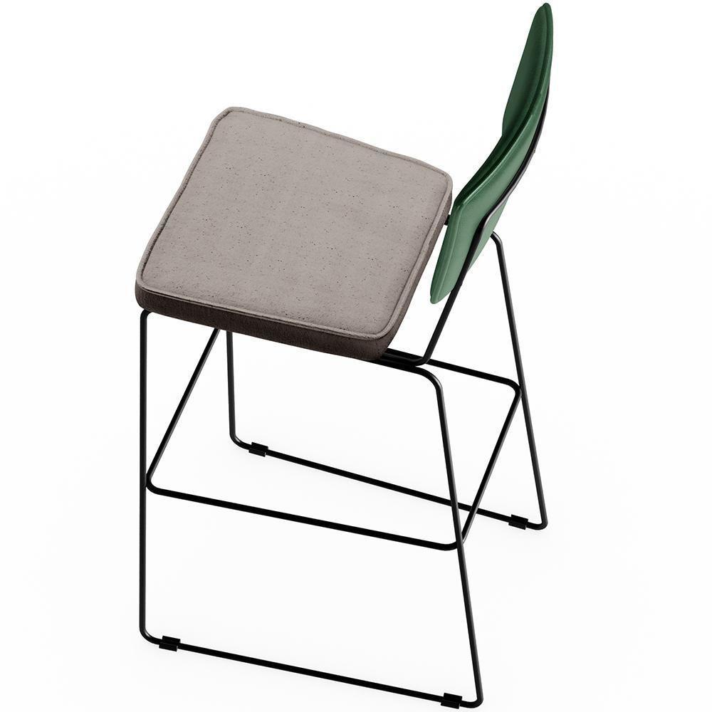 Kit 04 Banquetas Altas Facto Verde Musgo Linho Bege - 3