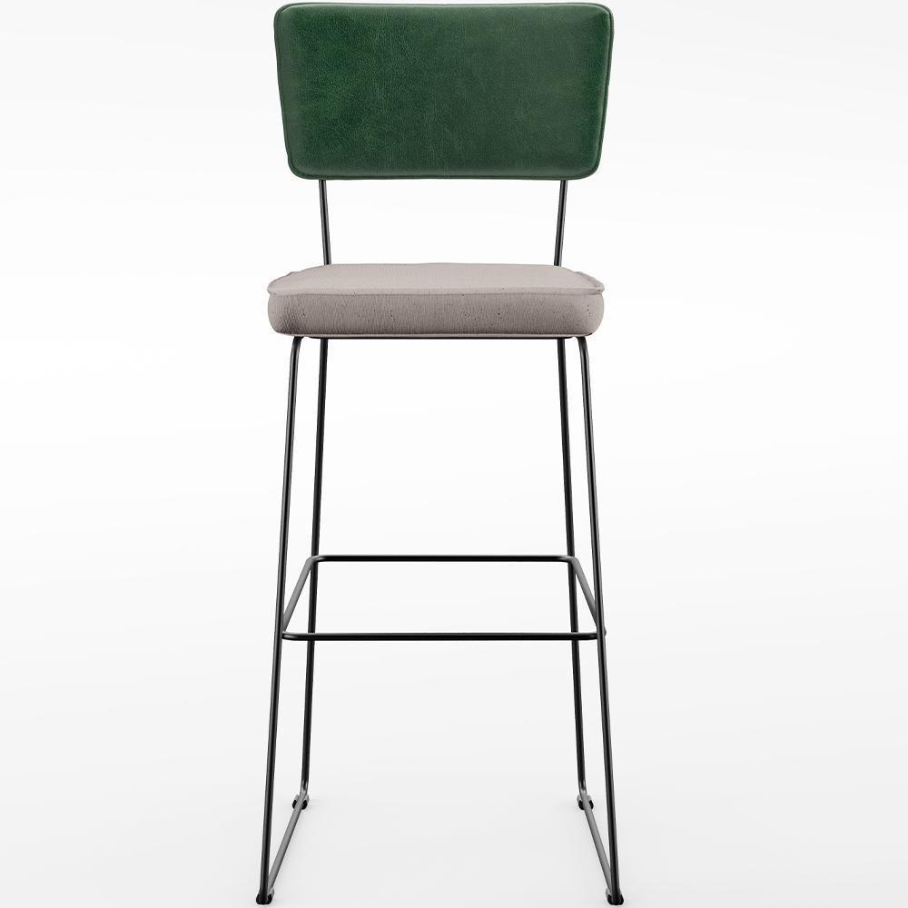 Kit 04 Banquetas Altas Facto Verde Musgo Linho Bege - 5