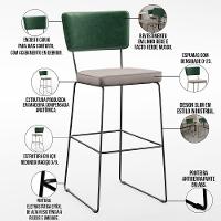 Kit 04 Banquetas Altas Facto Verde Musgo Linho Bege - 7