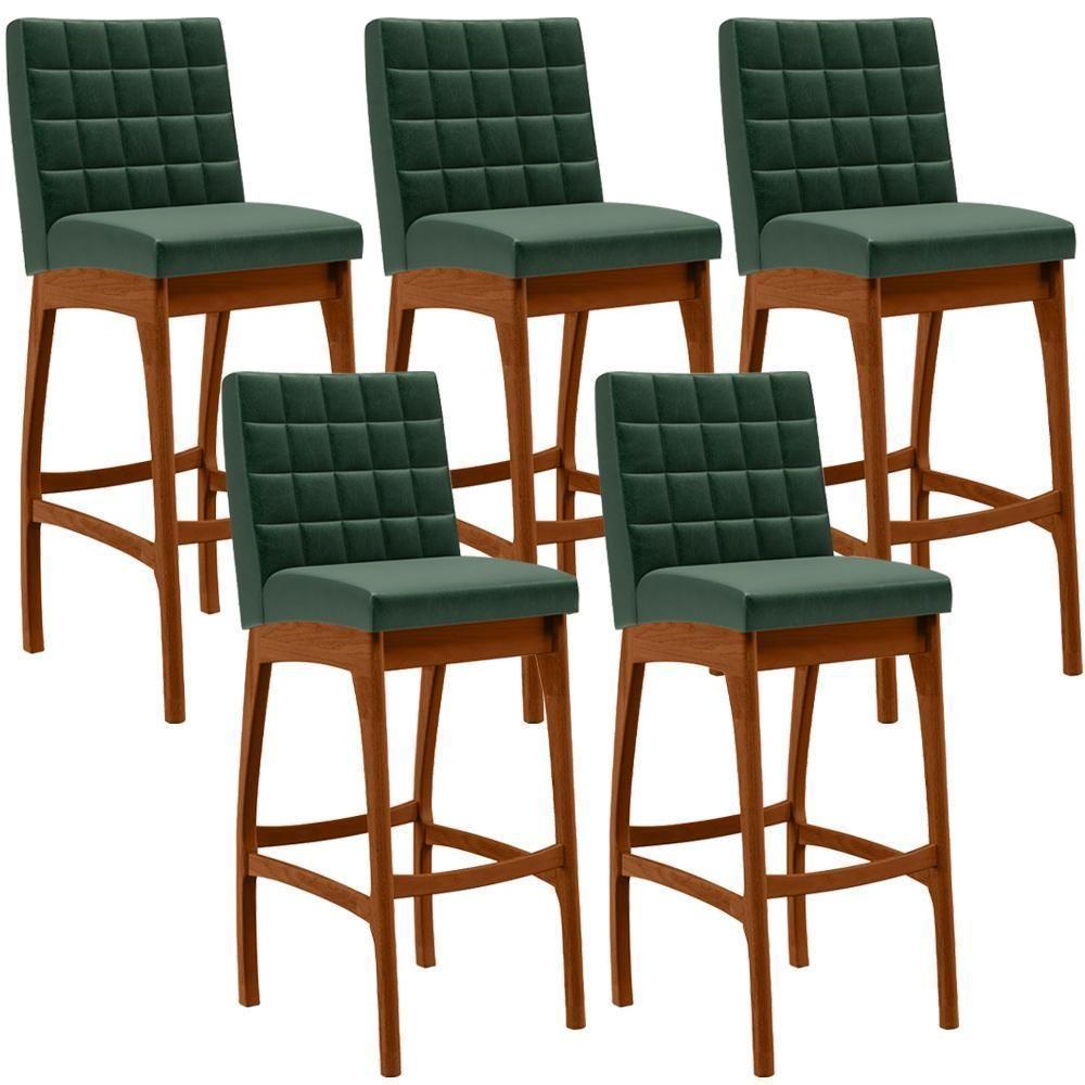 Kit 05 Banquetas Altas Mila Facto Verde Musgo - 1