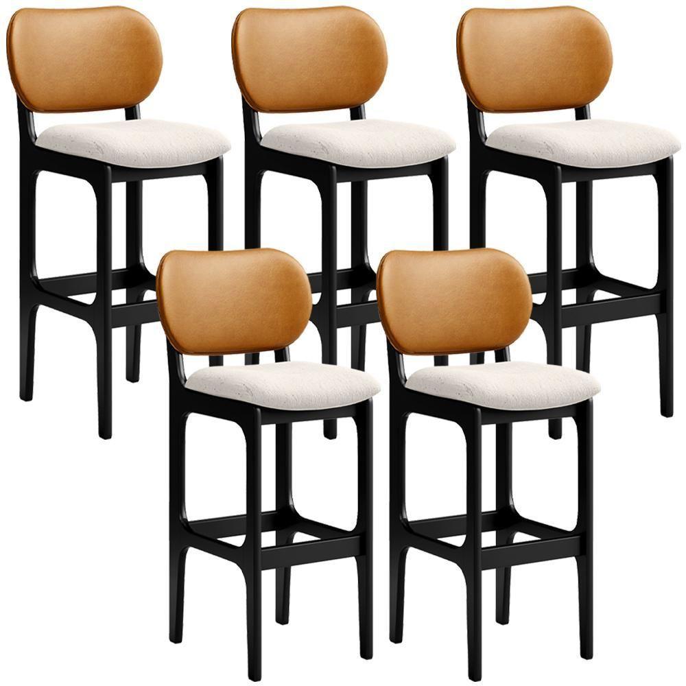 Kit 5 Banquetas Alta Betta Preto Whisky Linho Cru - 1