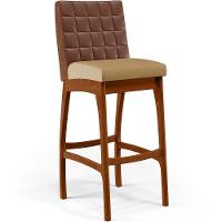 Kit 04 Banquetas Altas Mila Marrom Linho Bege Escuro - 8