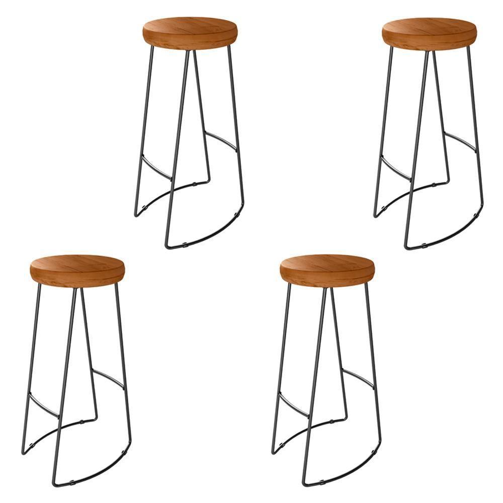 Kit 04 Banqueta Alta Aurum Peroba Preto Bar Cozinha Sala Jantar Dhom Peroba Preto - 1