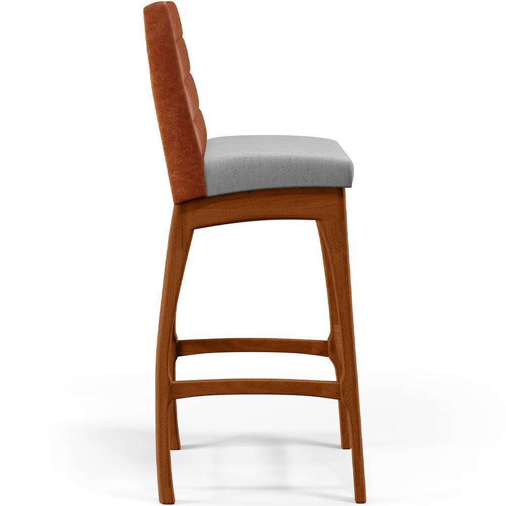 Kit 02 Banquetas Altas Mila Camel Linho Cinza - 4