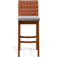 Kit 02 Banquetas Altas Mila Camel Linho Cinza - 5