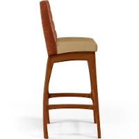 Kit 03 Banquetas Altas Mila Camel Linho Bege Escuro