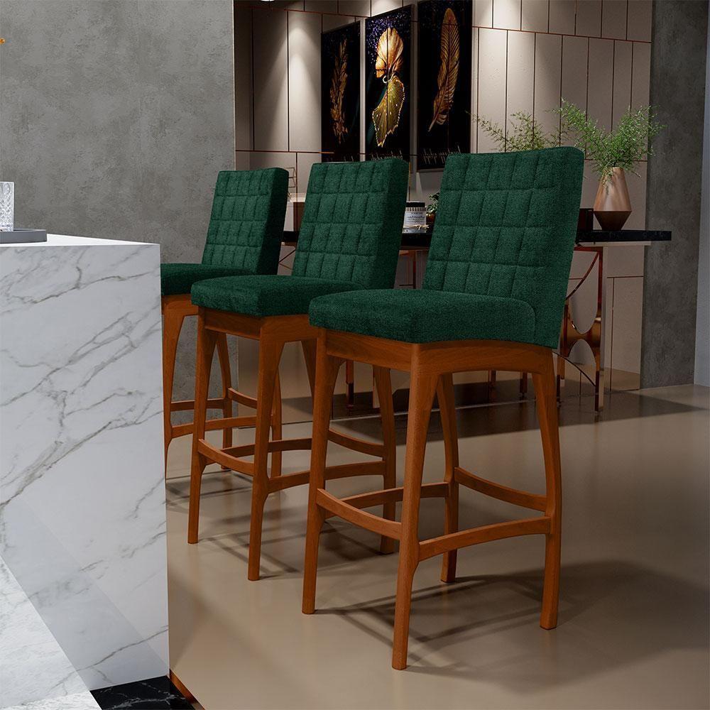 Kit 04 Banquetas Altas Cozinha Mila B04 Bouclê Verde - 9