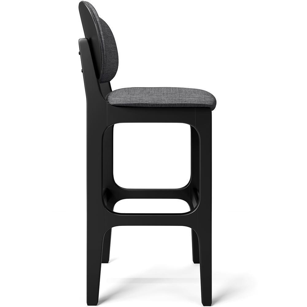 Kit 5 Banquetas Alta Betta Preto Linho Cinza Escuro - 10