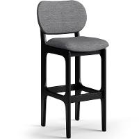 Kit 5 Banquetas Alta Betta Preto Linho Cinza Escuro - 7