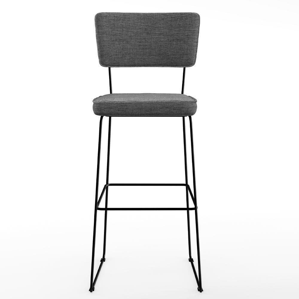 Kit 05 Banquetas Alta Linho Cinza Escuro - 5