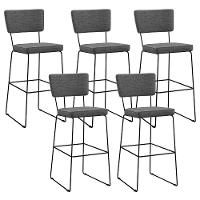 Kit 05 Banquetas Alta Linho Cinza Escuro - 1