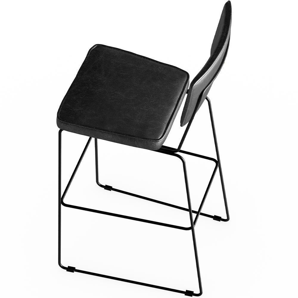 Kit 04 Banquetas Altas Base Em Aço Fixa Preto - 3