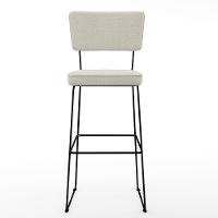 Kit 05 Banquetas Alta Base Aço Fixa Linho Champagne - 5