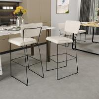 Kit 05 Banquetas Alta Base Aço Fixa Linho Champagne - 9