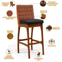 Kit 03 Banquetas Altas Cozinha Mila B04 Camel Linho Chumbo - 7