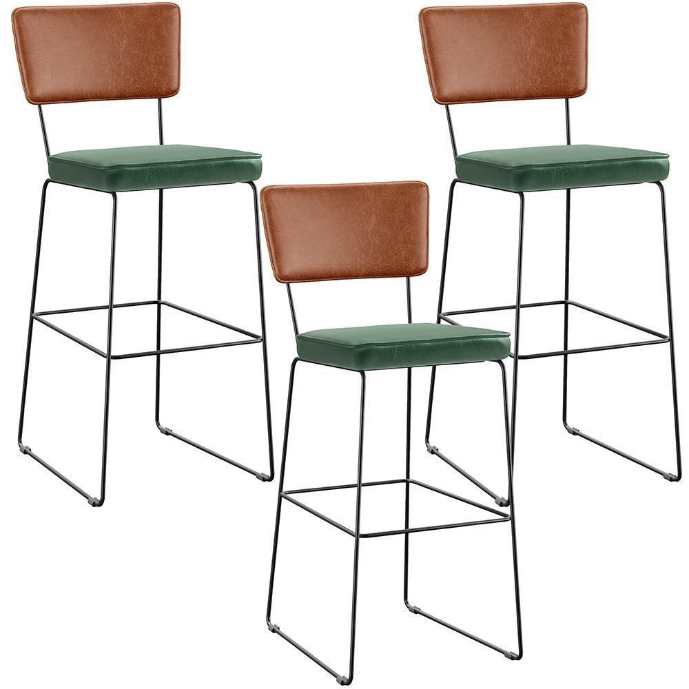 Kit 03 Banquetas Altas Camel Facto Verde Musgo - 1